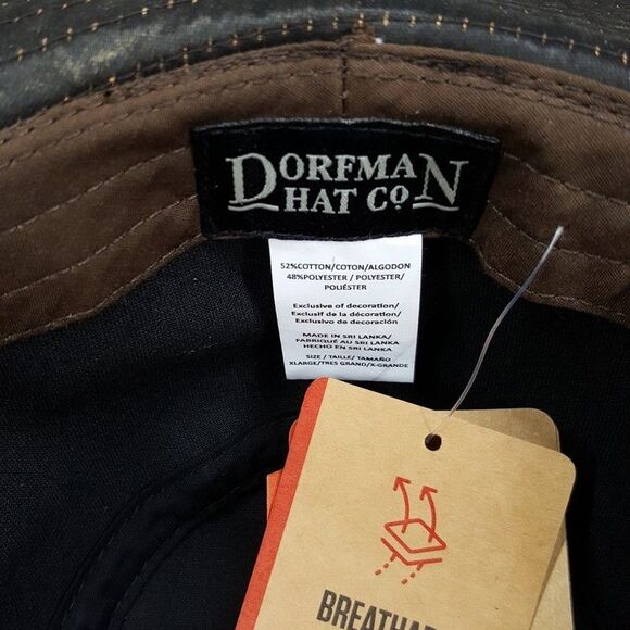 DORFMAN HAT CO Mens XL Dark Brown Weathered Safari Outback Outdoor UPF 50 - Picture 5 of 9